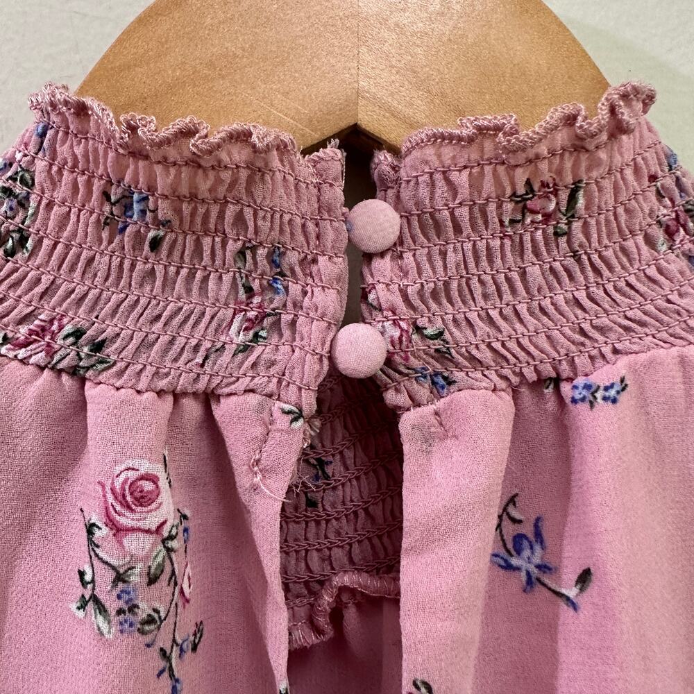 1.state Pink Smocked Mock Neck Puff Sleeve Boho Blouse Top S Cottage Core - Picture 6 of 11